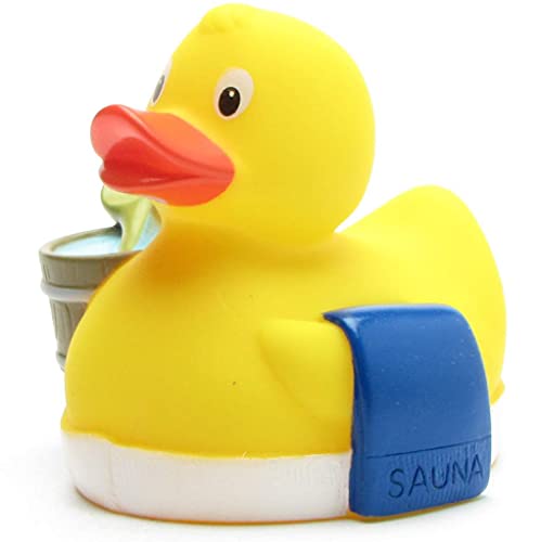 Duckshop I Badeente Sauna I Quietscheente I L: 8 cm - inkl. Quietscheentchen-Schlüsselanhänger im Set I Geschenk für Saunagänger I von Duckshop