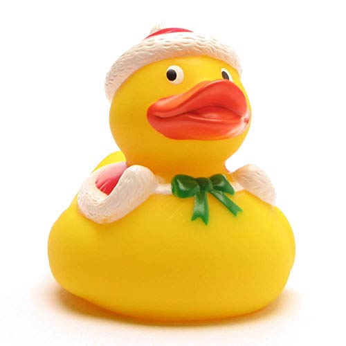 Duckshop I Badeente Weihnachtsmann I Quietscheente - L: 7,5 cm I inkl. Badeenten-Schlüsselanhänger im Set I Geschenk Weihnachten I Geschenk Nikolaus I Adventskalender von Duckshop