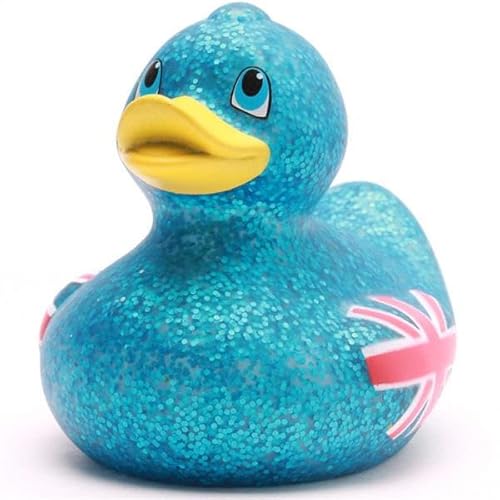 Duckshop I Badeenten United Kingdom I Schottland I England I Union Jack I Quietscheente I Quietscheentchen UK (Badeente Union Jack Glitter -blau) von Duckshop