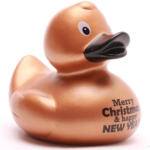 Duckshop I Farbige Xmas & New Year Enten (Badeente Merry Christmas & Happy New Year -Gold) von Duckshop