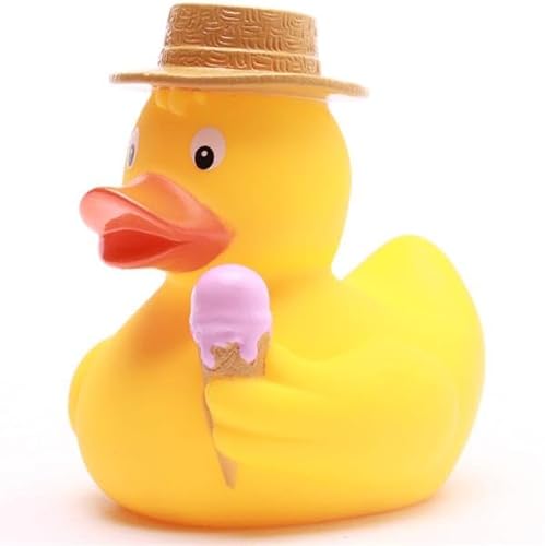 Duckshop I Quietscheentchen EIS-Schlecker I Badeente L9cm I Geschenk Sommer I Geschenk Kinder I Geschenk Genießer von Duckshop