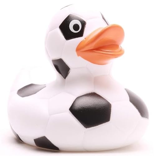 Duckshop I Quietscheentchen Fußball I Badeente I L: 8,5 cm I Geschenk für Fußball Fans von Duckshop