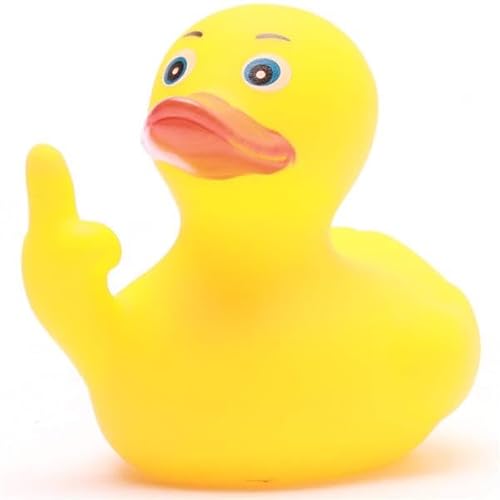 Duckshop I Stinkefinger Badeente I Quietscheente L8cm I Quietscheentchen I Lustiges Geschenk I Präsent für Freunde von Duckshop