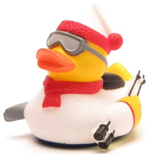 Duckshop Skifahrer Badeente - weiß I Wintersport Quietscheente I L: 8,5 cm I Geschenk für Apre Ski I Geschenk für Skifahrer von Duckshop