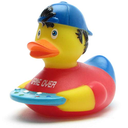 Gamer Badeente Junge I Quietscheente I L: 10 cm I inkl. Badeenten-Schlüsselanhänger im Set von Duckshop