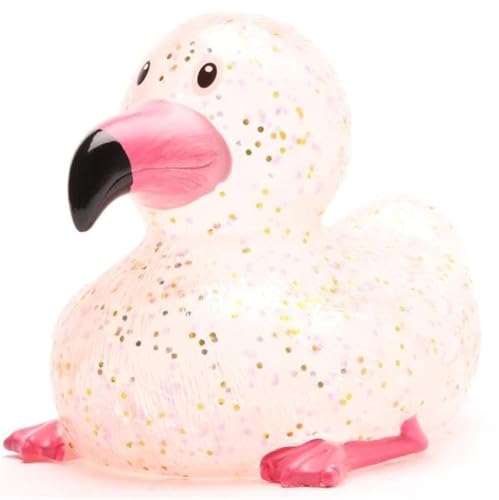 Glitzer Badeente Flamingo - inkl. Gummienten-Schlüsselanhänger im Set, Quietscheente, Tier, pink, tierischer Freund von Duckshop