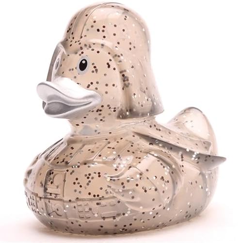 Glitzer Black Star Badeente, Quietscheente - inkl. Gummienten-Schlüsselanhänger im Set,Glitzer und Funkeln, intergalaktisch von Duckshop