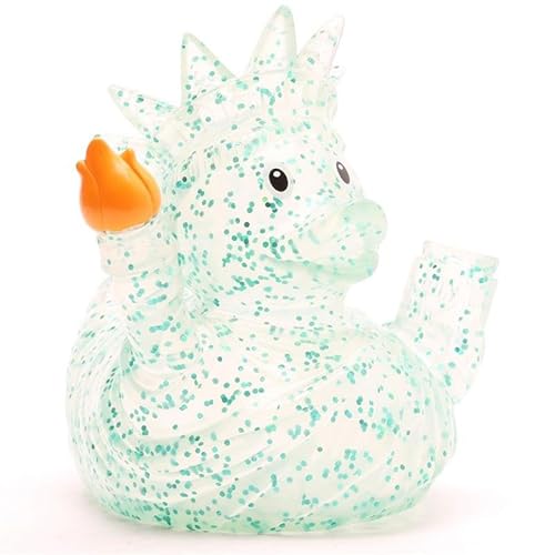 Glitzer Freedom Quietscheentchen I Badeente I L: 8,5 cm I inkl. Gummienten-Schlüsselanhänger im Set; Freiheitsstatue, Statue of Liberty, New York, Souvenir, Sightseeing von Duckshop