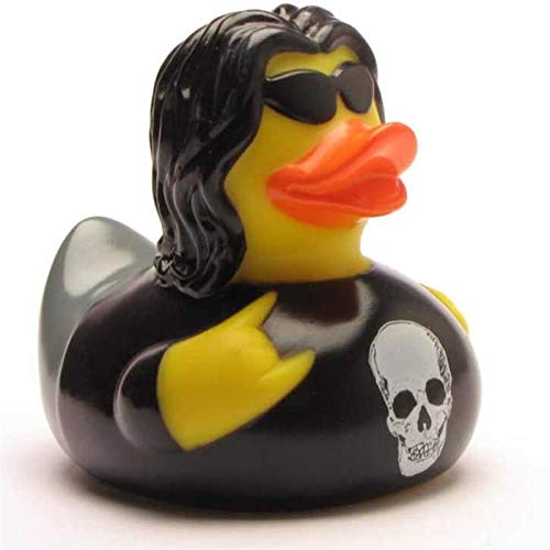 Heavy Metal Badeente I Quietscheentchen I L: 8,5 cm I inkl. Badeenten-Schlüsselanhänger im Set von Duckshop