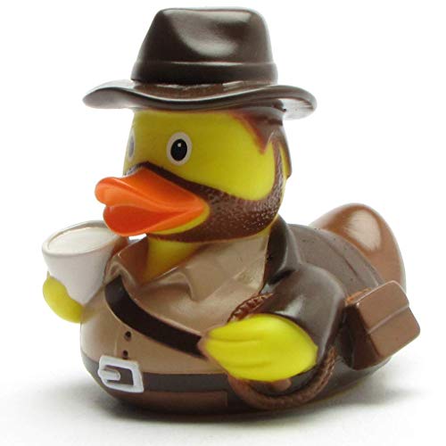 Indy Badeente I Quietscheente I L: 9 cm I inkl. Badeenten-Schlüsselanhänger im Set von Duckshop