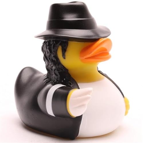 Jack Badeente inkl. Gummienten-Schlüsselanhänger im Set I L9cm I Quietscheente I Geschenk für Musikliebhaber von Duckshop