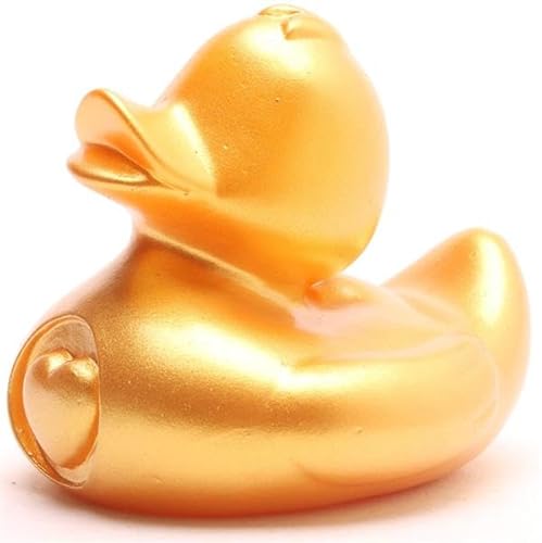 Mein Herz Badeente -Gold - inkl. Gummienten-Schlüsselanhänger im Set I L9cm I Quietscheente I Geschenk für Glück I Geschenk für Liebe von Duckshop