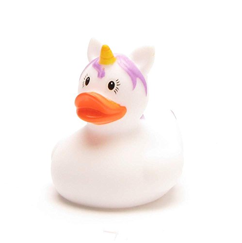 Mini-Quietscheente Einhorn Weiss I Badeente I L: 4,5 cm von Duckshop