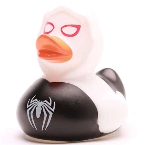 Superhelden Badeenten Varianten I Quietscheente I Quietscheentchen (Badeente Black Spidy - Weiss) von Duckshop