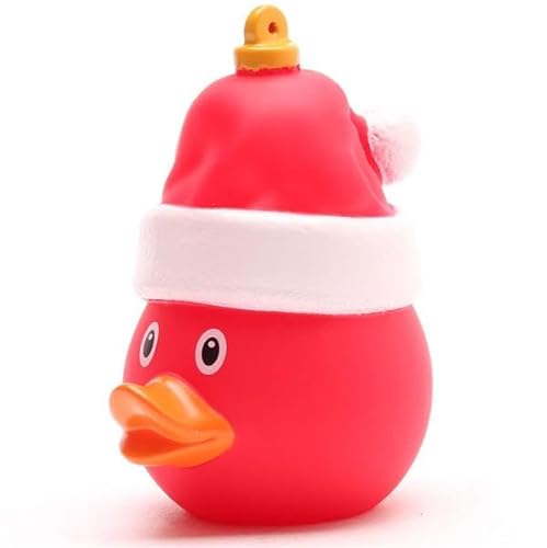 Weihnachtsbaum-Kugel mit Mütze - inkl. Gummienten-Schlüsselanhänger im Set I Badeenten Baumschmuck I Geschenk Weihnachten I Geschenk Nikolaus I Adventskalender von Duckshop