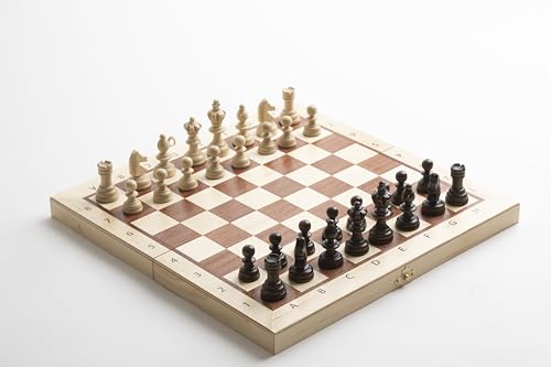 Kompaktes Schachspiel aus Holz – 34x34 cm Schachbrett aus Mahagoni und Ahorn | Handgefertigt in Polen | Mit grünem Filzeinsatz Kompaktes Schachspiel aus Holz – 34x34 cm Schachbrett aus Mahagoni und Ahorn | Handgefertigt in Polen | Mit grünem Filzeinsatz von Dudrak