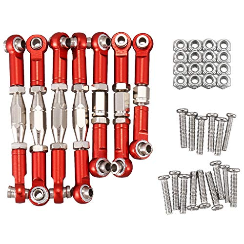 Duendhd für 144001 1/14 RC Teile Metall GestäNge Servo Stange Lenkung Stangen Satz, Rot von Duendhd