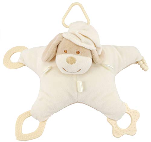 Duffi Baby Plüschtier Perrito und Beißring, 100% Polyester, Farbe Natur Master Baby Home, S.L. 0768-05 von Duffi Baby