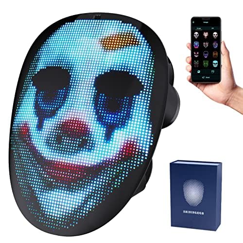 Dufuso LED Maske,Halloween Masken Wifi, Unterstützen APP, passen Sie Texte, Bilder und Videos an, Glow Led Maske Halloween Kostüm Herren/Damen Cosplay, mit Gesten-Sensor von Dufuso