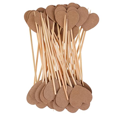 Duiaynke 100 x Kraft-Herz-Cupcake-Topper, Dekoration, Geburtstag von Duiaynke