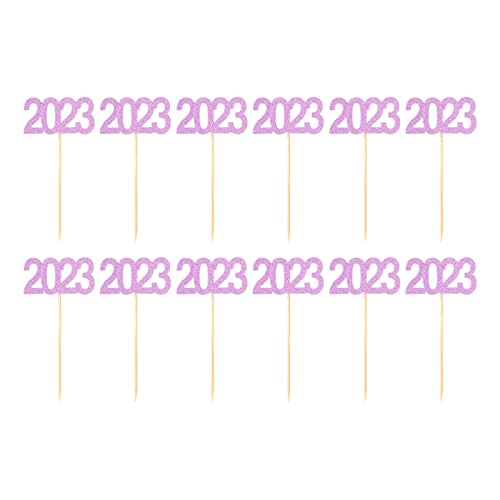 Duiaynke 12 x 2023 Cupcake Topper Cake Topper Dekorationen Supplies Neujahr für Geburtstag Hochzeit Party Dekorationen (Violett) von Duiaynke