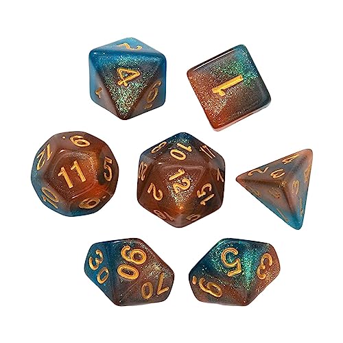 Duiaynke Polyedrisches Würfel-Set, D4, D8, D10, D12, D20, Acrylwürfel für Rollenspiele, Kartenspiele (Blaues Aureat), 7 Stück von Duiaynke