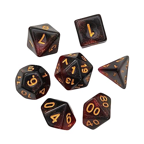 Duiaynke Polyedrisches Würfel-Set, D4, D8, D10, D12, D20, Acrylwürfel für Rollenspiele, Kartenspiele (Schwarz/Rot) von Duiaynke