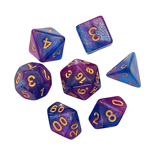 Duiaynke Polyedrisches Würfel-Set, D4, D8, D10, D12, D20, Acrylwürfel für Rollenspiele, Kartenspiele (Violettblau), 7 Stück von Duiaynke