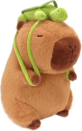 Dujuanus Capybara Plush Toy, Cute Capybara Cuddly Toy with Turtle Backpack, Capybara Plushie Dolls, Super Soft Stuffed Toy, Plush for Home Decoration, Children (23cm) von Dujuanus