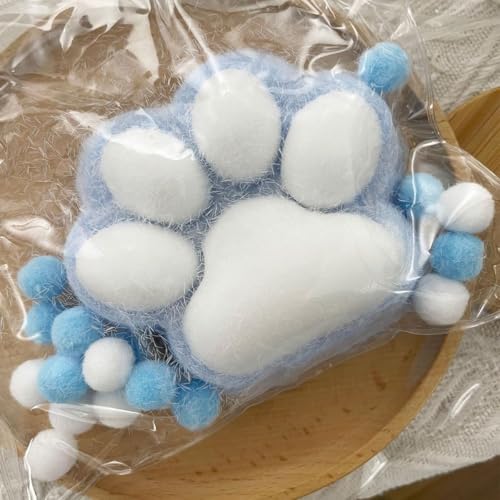 Dujuanus Giant Cat Paw Squishy Sticky, Big Furry Cat Paw Squishy Toys for Stress Relief, Super Soft Squeeze Fidget Toys for Kids Adults (Blue) von Dujuanus