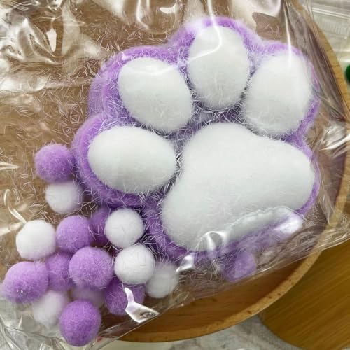 Dujuanus Giant Cat Paw Squishy Sticky, Big Furry Cat Paw Squishy Toys for Stress Relief, Super Soft Squeeze Fidget Toys for Kids Adults (Purple) von Dujuanus