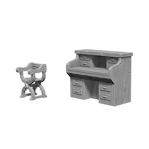 D&D WZK73362 - Pathfinder Deep Cuts Wave 5 - Unpainted Miniatures - Desk and Chairs von Dungeons & Dragons