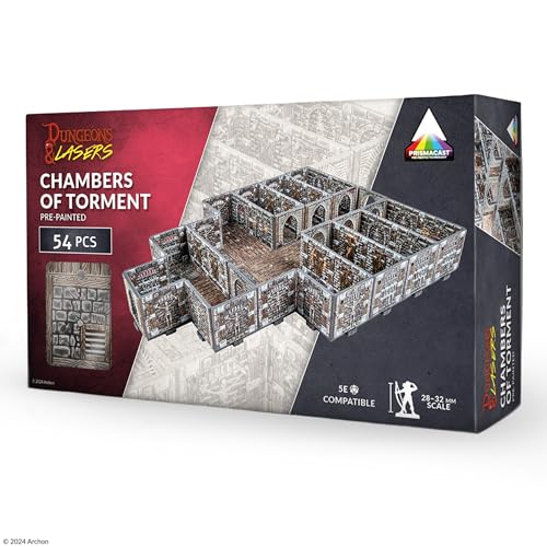 Dungeons & Lasers Chamers of Torment Terrain Set für DND- und Tabletop-RPG-Spiele – vorlackiert mit Prismacast-Technologie – 5E kompatibel mit 28 mm – 32 mm Miniaturen – schnelle Montage von Dungeons & Lasers