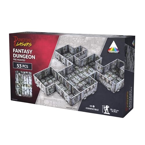 Dungeons & Lasers Fantasy Dungeon Vorlackiertes Gelände-Set für DND- und Tabletop-RPG-Spiele – 5E kompatibel mit Miniaturen im Maßstab 28 mm - 32 mm – schnelle Montage von Dungeons & Lasers