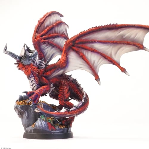 Dungeons & Lasers Thos Dragon Miniatur-Figur – hoch 150 mm hoch mit malerischer Basis – 5E kompatibel für DND- und Tabletop-RPG-Spiele – sehr detailliert und unlackiert von Dungeons & Lasers