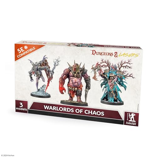 Dungeons & Lasers Warlords of Chaos Miniaturen Set - 3 große Modelle mit malerischen Basen zur Verwendung mit DND- und 5E-kompatiblen RPG-Spielen - unlackiert und unmontiert von Dungeons & Lasers