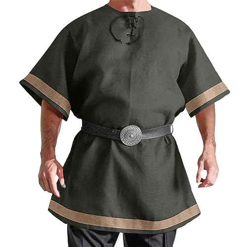 Duohropke Mittelalter Kleidung Herren Männer LARP Tops Cosplay Pullover Mittelalter Pirate Kostüm Renaissance Kleidung Piratenhemd Wikinger Retro Kostüm von Duohropke