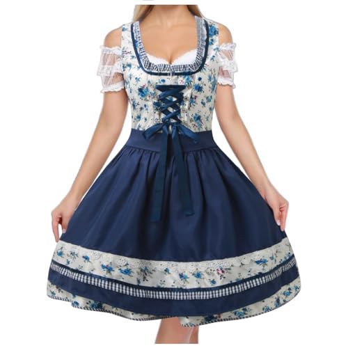 Duohropke Oktoberfest Kostüm Damen Nationalstil Bierfest Wench Kostüm Oktoberfest Dirndl Kleid mit Schürze Dienstmädchen Uniform Anzug von Duohropke