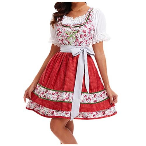 Duohropke Oktoberfest Kostüm Damen Nationalstil Bierfest Wench Kostüm Oktoberfest Dirndl Kleid mit Schürze Dienstmädchen Uniform Anzug von Duohropke