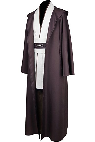 Duorola Jedi Kostüm Tunika mit Kapuze für Herren, Filmuniform, Erwachsenen-Halloween-Outfit, weiß, L von Duorola