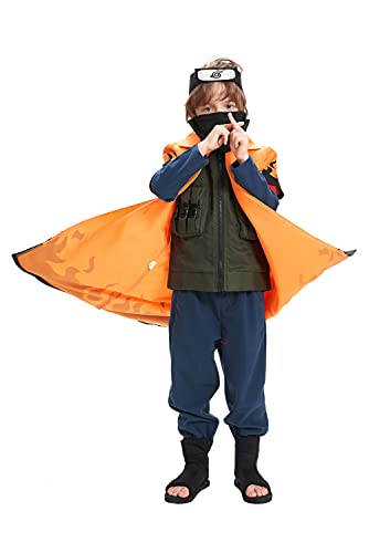 Duorola Hokage Namikaze Minato Cosplay Kostüm Halloween Karneval Anzug Umhang Mantel, Orange, XL von Duorola