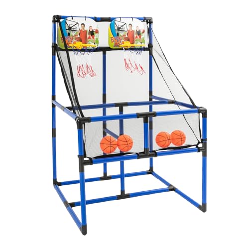 Duoruameng Kinder Basketballkorb Basketball Schießmaschine Double Shot Basketballkorb mit 4 Basketbälle & Luftpumpe, Kinder Sport Spielzeug für 2 Spieler Indoor Outdoor von Duoruameng