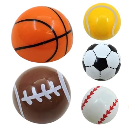 Duqulle 5er-Pack kugelförmiges Rückziehauto-Spielzeugset, lustiges Push-and-Go-Fahrzeug für Kinder (Baseball, Basketball, Fußball, Fußball, Tennis) von Duqulle