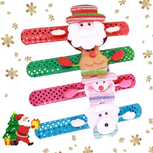 4 Stück Weihnachten Pat Ringe Armbänder Weihnachten Kinder Pat Ringe Armbänder Dekorative Bunte Armbänder Klopfen Armbänder (A) von Durdiiy