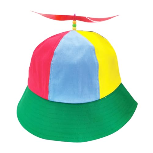 Bunte Patchwork Hut Party Cap mit Propeller Lustige Hubschrauber Cap mit Propeller Baseball Cap für Erwachsene und Kinder Einstellbare Größe Fischer Hut (grün, Erwachsene) von Durdiiy