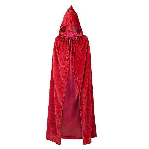 Durio Umhang Unisex Kostüm Halloween Karneval Kostümumhang mit Kapuze Vampir Cape Partybekleidung Blutrot Länge 130 von Durio