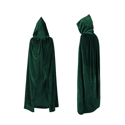 Durio Umhang Unisex Kostüm Halloween Karneval Kostümumhang mit Kapuze Vampir Cape Partybekleidung Dunkelgrün Länge 130 von Durio