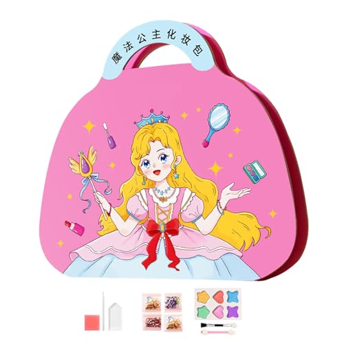 Duroecsain Anziehspiele, Anziehspiele für Mädchen,Prinzessin Make-up-Set für Mädchen | Papierkunst-Bastelsets, Prinzessinnen-Fantasie-Make-up-Set und Anzieh-Stickerbuch für Mädchen ab 5 Jahren von Duroecsain