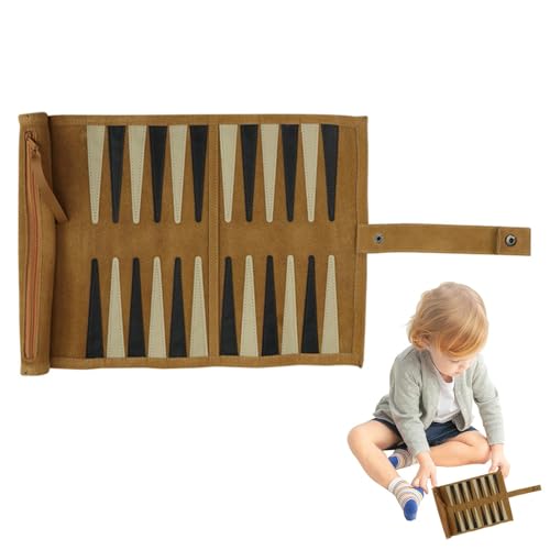 Duroecsain Backgammon-Spielset,Luxus-Backgammon-Set | Klassisches Strategie-Brettspiel | Kleines Backgammon-Spielset, Strategie-Backgammon-Spielset, lustiges klassisches Brettspiel für Kinder, Reisen, von Duroecsain