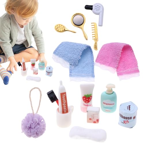 Duroecsain Badezimmerzubehör für Puppenhaus, Miniatur-Badezimmerzubehör | 1:12 Puppenhaus Spielhauszubehör - Haartrockner, Zahnbürste, Zahnpasta, Kamm-Set für Puppenhaus-Badezimmer-Dekoration Duroecsain Badezimmerzubehör für Puppenhaus, Miniatur-Badezimmerzubehör | 1:12 Puppenhaus Spielhauszubehör - Haartrockner, Zahnbürste, Zahnpasta, Kamm-Set für Puppenhaus-Badezimmer-Dekoration von Duroecsain